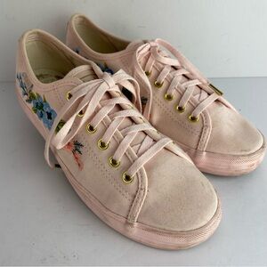 Keds + Rifle Paper Company Pink Embroidered Flowers Canvas Sneakers